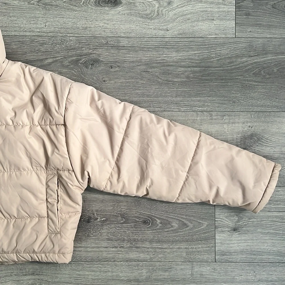 THE FIFTH LABEL Oversized Puffer Jacket XS Beige Neutral Cropped Retro 90s Fall - Picture 7 of 12